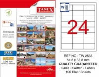 Tanex Lazer Etiket TW-2533 64.6x33.8 mm 100 Adet - Tanex