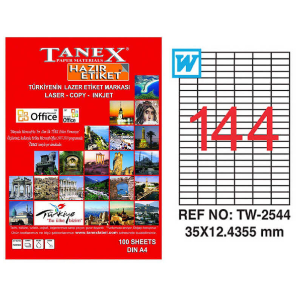 Tanex Lazer Etiket TW-2544 35x12.4355 mm 100 Adet - 1