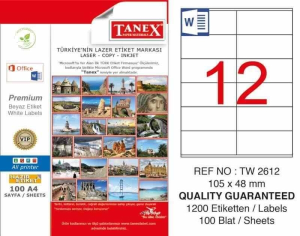 Tanex Lazer Etiket TW-2612 105x48 mm 100 Adet - 1