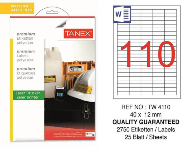 Tanex Lazer Etiket TW-4110 40x12 mm 100 Adet - 1