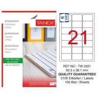 Tanex Tw-2021 63.5x38.1 Silver Lazer Etiket 25 Adet - Tanex