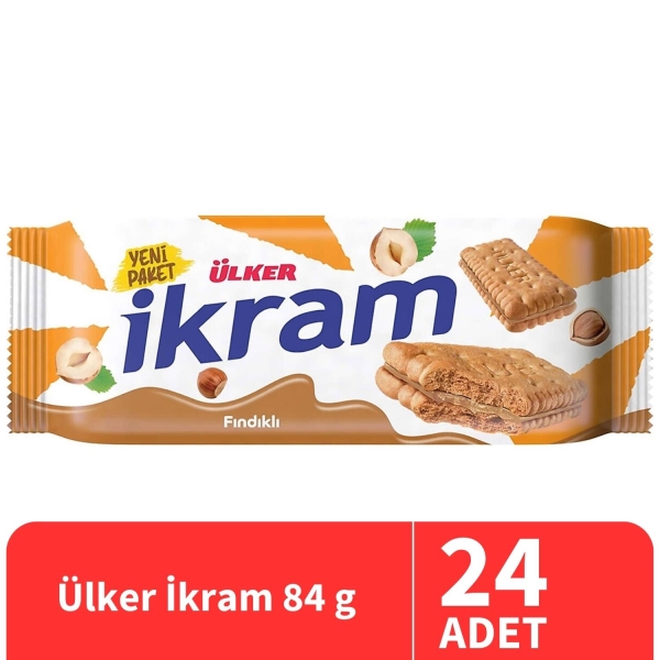 Ülker İkram Fındıklı Bisküvi 84 Gr 24 Adet - 1