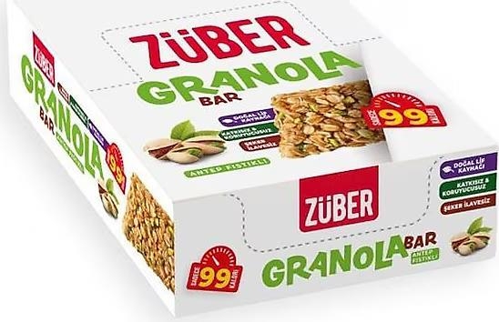 Züber Granola Bar Antep Fıstıklı 25 Gr 15 Adet - 2